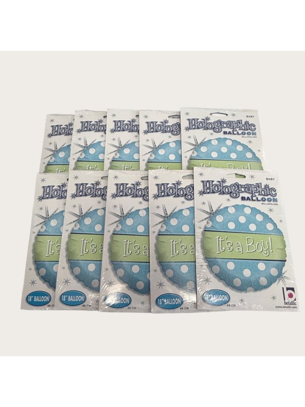 10 Pack Betallic Holographic Its A Boy Baby Shower Decorations 18" Balloon